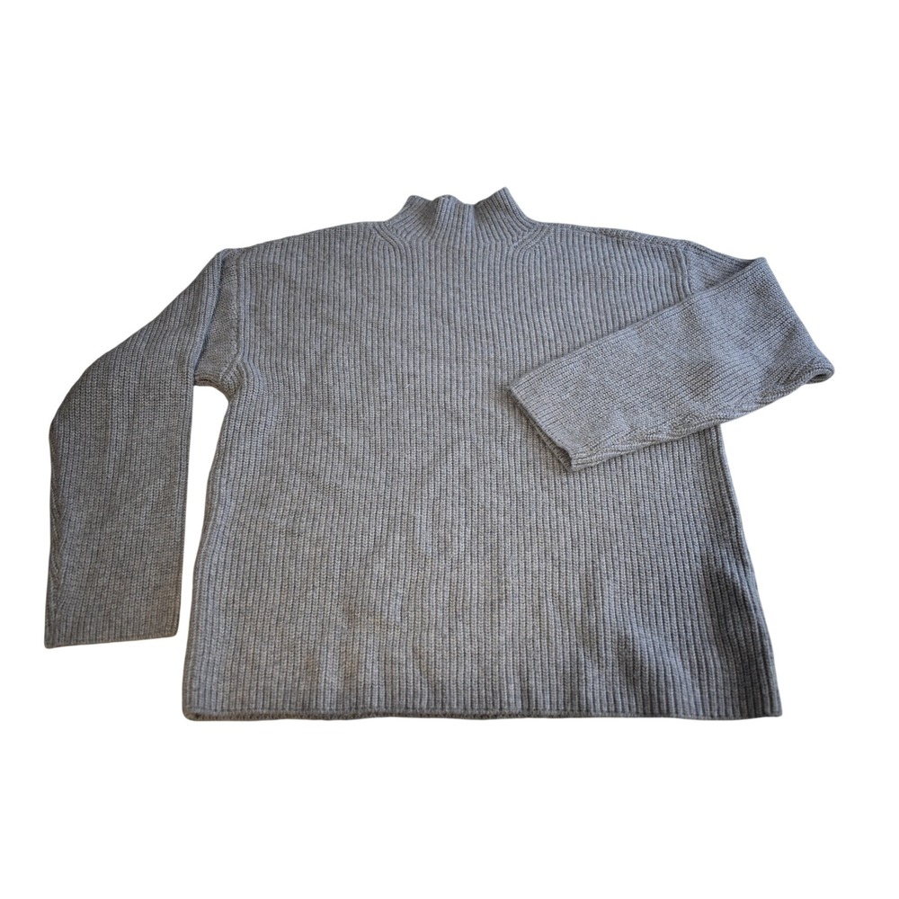 St. John's Bay Mock Neck Sweater Women XXL Gray Excellent Ribbed Knit Pullover